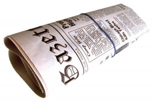 Folded Newspaper representing Publication of District Announcements